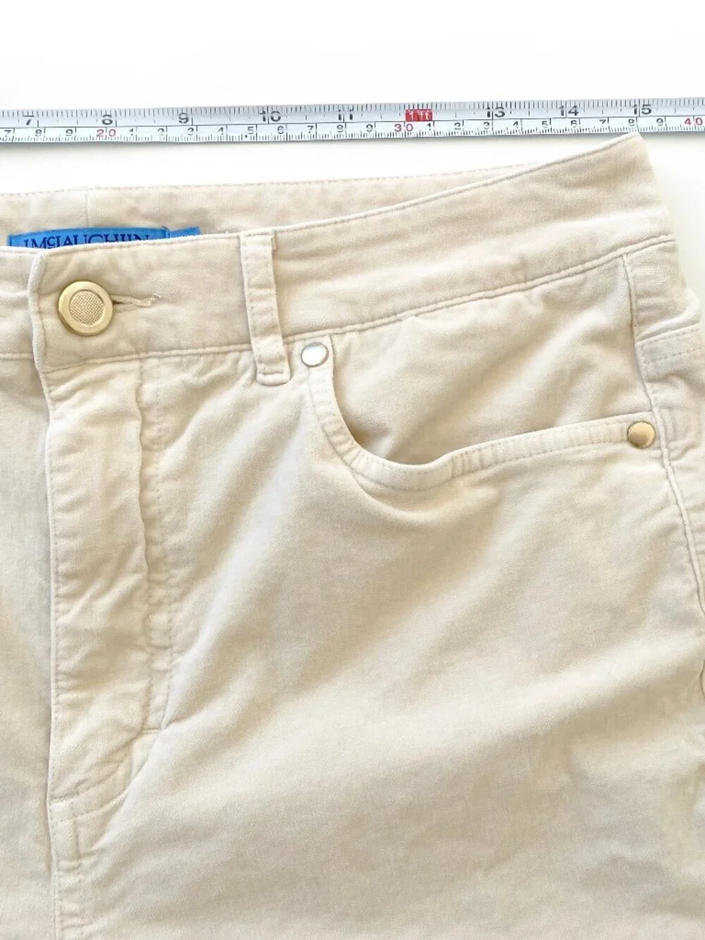 J.McLaughlin Milburn Ankle Kick Flare Velvet Pants Sz 6 Ivory Stretch